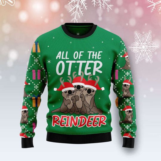 Discover Otter Reindeer Funny Gift Unisex Christmas Sweater