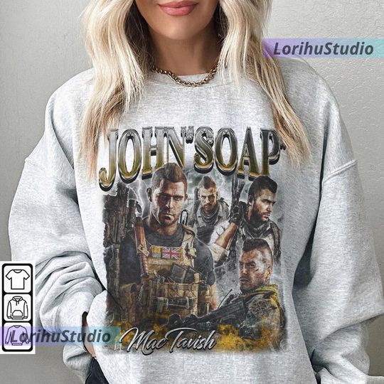 Discover John Soap MacTavish COD 90s Shirt, Bootleg Modern Warfare 1 2 3 Game Vintage Sweatshirt