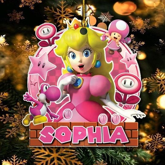 Discover Personalized Princess Peach Ornament, Custom Super Acrylic Ornament