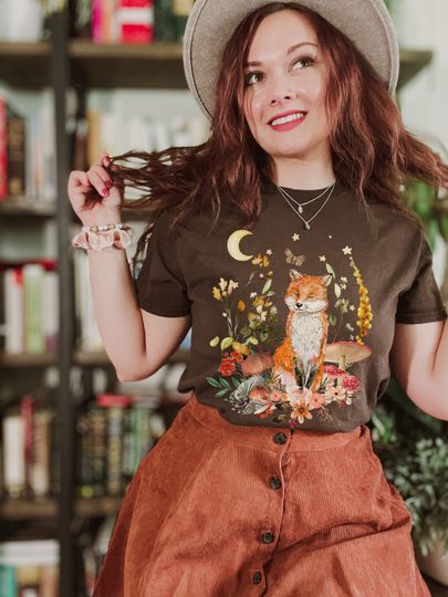 Discover Goblincore Cottagecore Feline Tee - Nature Inspired