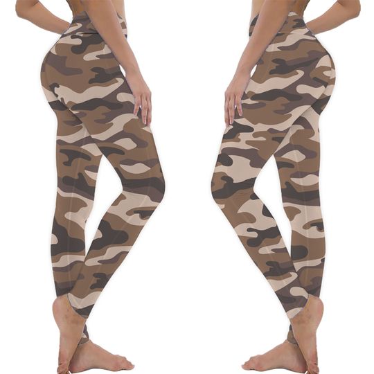 Discover Brown Camo Camouflage High Waisted Yoga Leggings