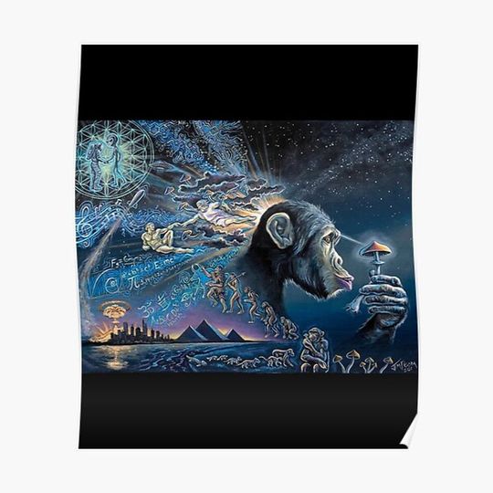 Discover The Stoned Ape Theory Painting by Jim Figora, Joe Rogan and Elon Musk 'Higher Primates' Premium Matte Vertical Poster