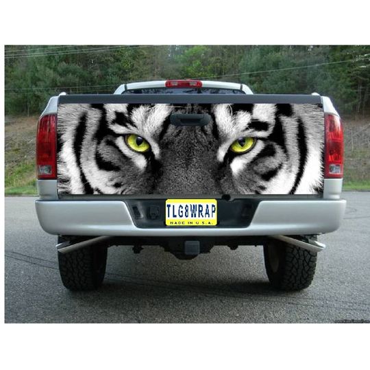 Discover White Tiger Tailgate Wrap Truck Decal