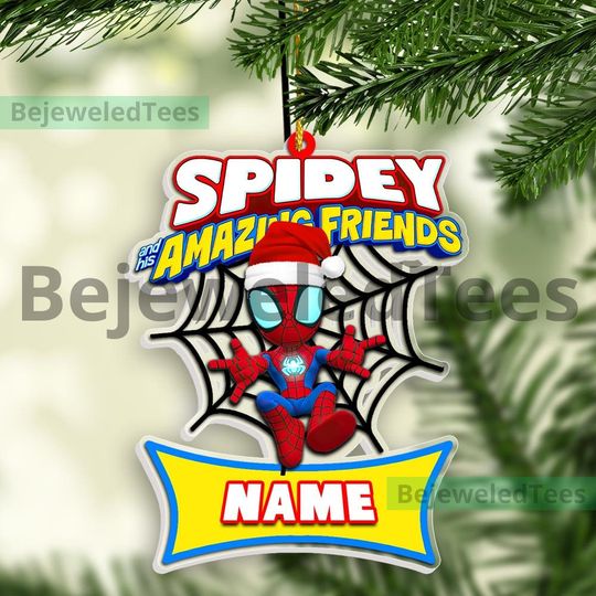 Discover Custom Spidey Christmas Acrylic Ornament, Personalized Spidey And His Amazing Friends