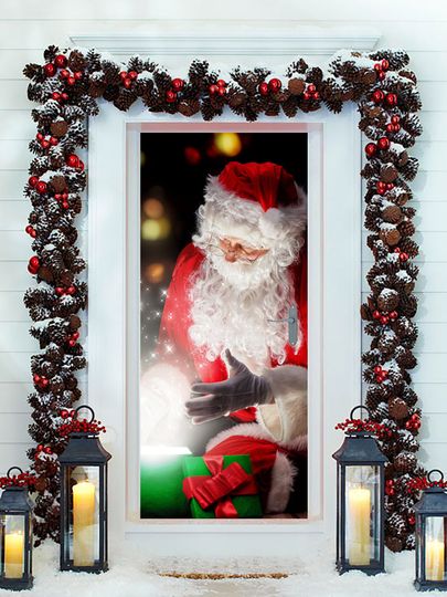 Discover Christmas Santa Claus Self-Adhesive Door Cover Sticker
