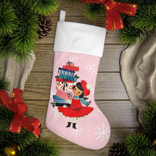 Discover Vintage girl Christmas stocking, Christmas decoration, Modern vintage