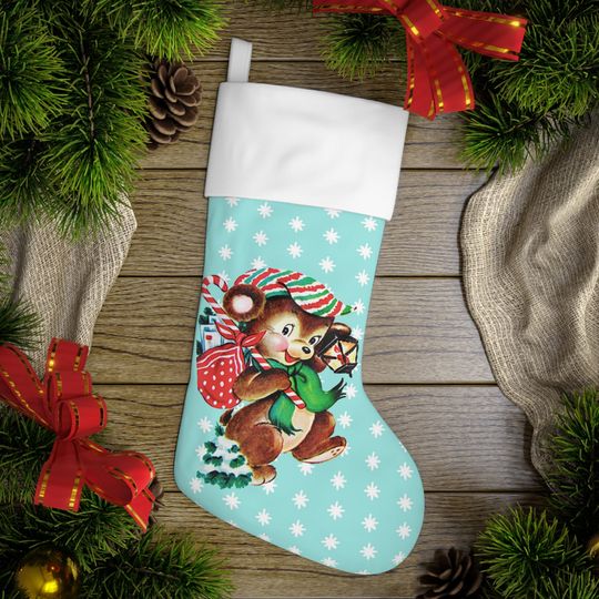 Discover Modern vintage Christmas stocking.  Mid-century modern Christmas