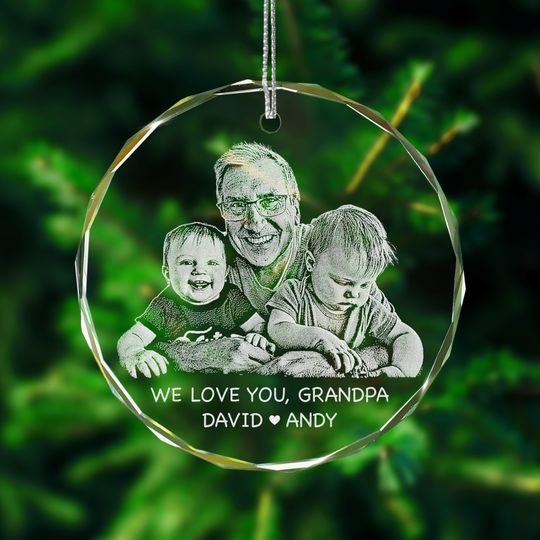 Discover Engraved Photo Crystal Glass Ornament - Personalized Christmas Gifts for Family