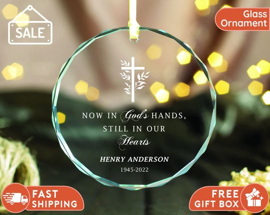 Discover Custom Christmas Memorial GLASS Ornament, Personalized In Loving Memory Christmas Ornament