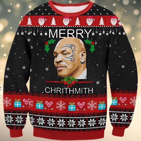 Discover Mike Tyson Long Sleeve 3D Unisex Ugly Christmas Sweater