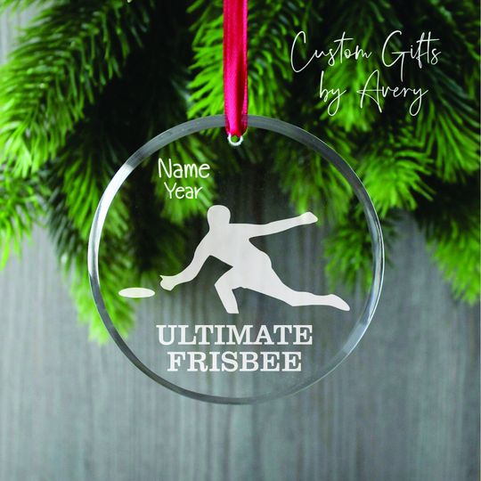 Discover Personalized Male Ultimate Frisbee Player Glass Ornament, Decor Ornament, Christmas Ornament