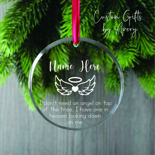 Discover Personalized Angel in Heaven Glass Ornament, Decor Ornament, Christmas Ornament