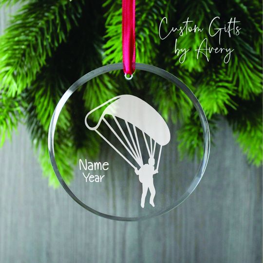 Discover Personalized Parachuting Glass Ornament, Decor Ornament, Christmas Ornament