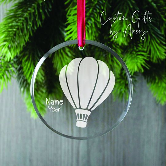Discover Personalized Hot Air Balloon Glass Ornament, Decor Ornament, Christmas Ornament