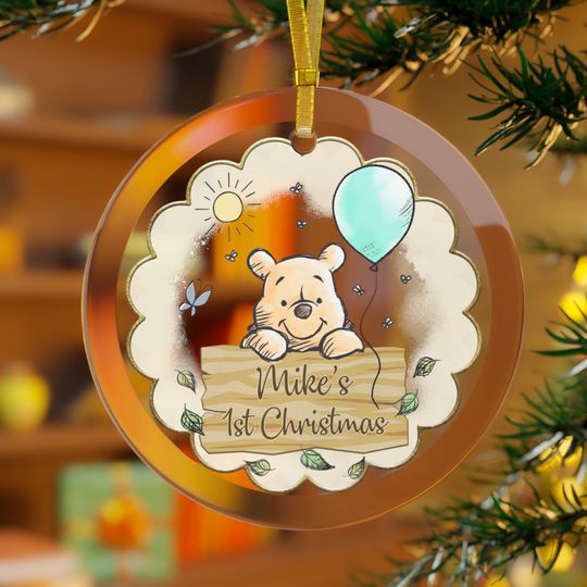 Discover First Christmas Glass Ornament, Personalized Baby's First Christmas Ornament