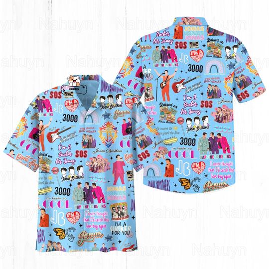 Discover Christmas Hawaiian Shirt, Jo.nas Brothers Button Shirt, Five Albums One Night Tour Shirt, Joe Jonas Band Button Up Shirt