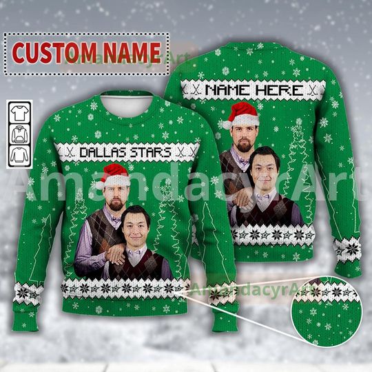 Discover Custom Jason Robertson Jamie Benn Dallas Ice Hockey Ugly Christmas Sweater