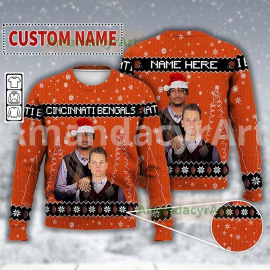 Discover Custom Ja'Marr Chase Joe Burrow Cincinnati Football Ugly Christmas Sweater