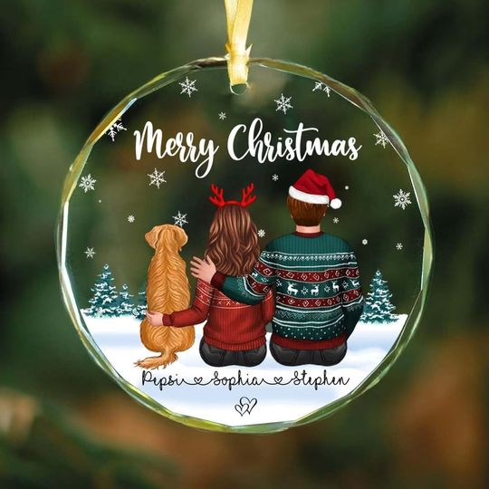 Discover Personalized Couple and Pet Ornament - Custom 2023 Couple Design