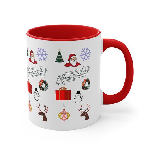 Discover Merry Christmas Themed Accent Coffee Mug, 11oz, Christmas Mug, Holiday Mug