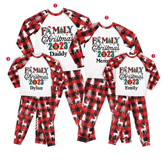 Discover Personalized Family Christmas 2023 Pajamas Set, Matching Family Christmas Pajamas