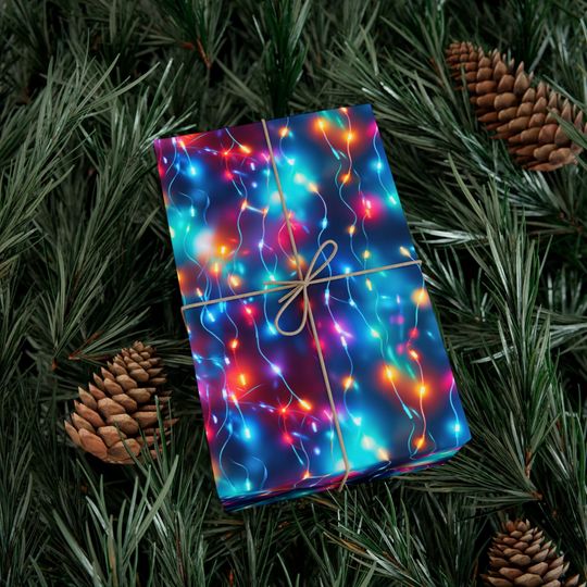 Discover Glowing Christmas Holiday Lights Wrapping Paper