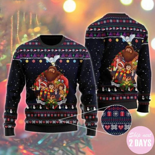 Discover Happy Holiday Cartoon Harry Potter Ugly Christmas Sweater