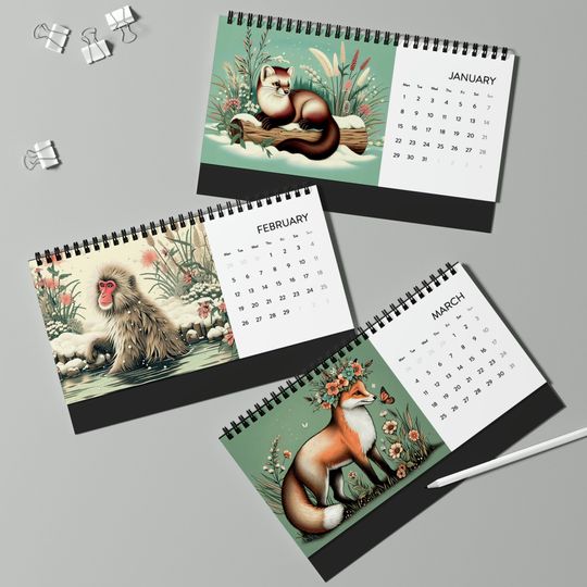 Discover Whimsical, beautiful, illustrated 2024 desk calendar