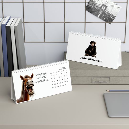 Discover Funny, cute and amusing animals with humorous quotes Desk Calendar