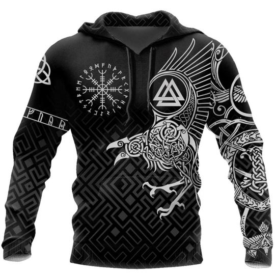 Discover VIKING HOODIE NORSE RAVEN, New Gift On Top Viking Style Premium Hoodie 3D