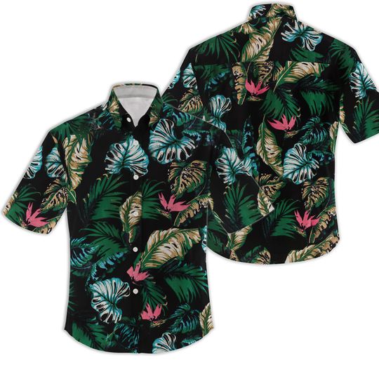 Discover Tropical Print Button Up Shirt| Men Hawaii Shirt