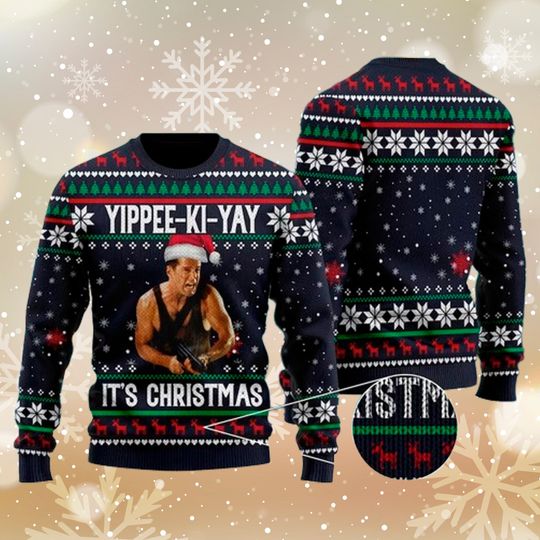 Discover Yippee-Ki-Yay It's Christmas Quotes 3D T-shirt, Iconic 80s Movie Ugly Christmas Sweater