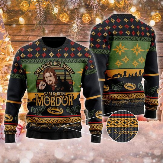 Discover One Does Not Simply Walk Into Mordor Ugly Christmas Sweater, Xmas