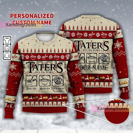 Discover Custom Name Taters Potatoes Food Ugly Christmas Sweater