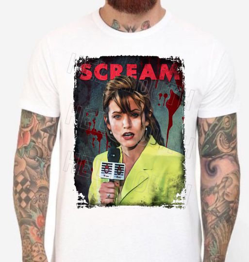 Discover Scream - White T-Shirt. Gale Weathers, Courtney Cox