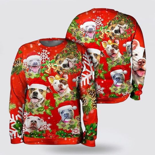 Discover Dog Face Merry Christmas 3D Sweatshirt, Dog 3D Christmas Sweatshirt