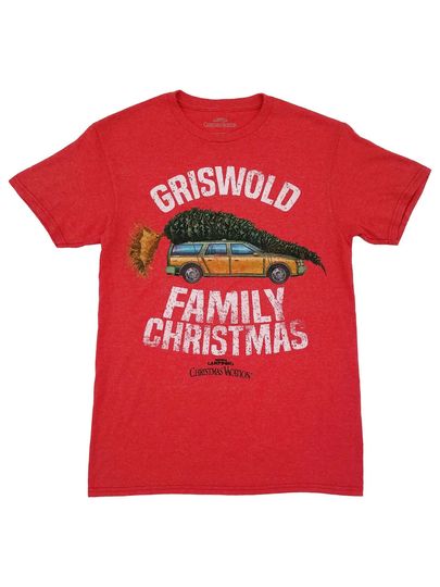 Discover National Lampoons Christmas Vacation Mens Red Heather Griswold Family T-Shirt