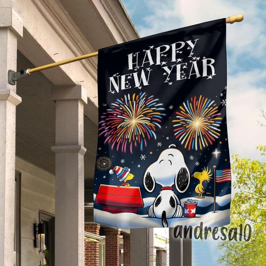 Discover Snoopy Happy New Year House Flag