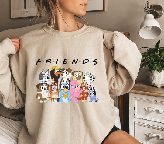 Discover BlueyDad Friends Hoodie, Animated Show Sweatshirt, BlueyDad Family Clothing