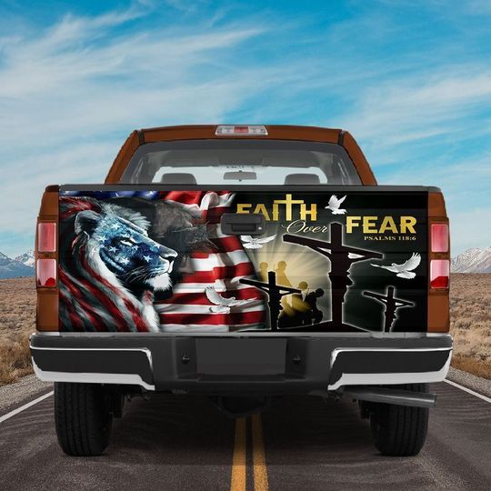 Discover Jesus Faith Over Fear Tailgate Wrap Truck Decal