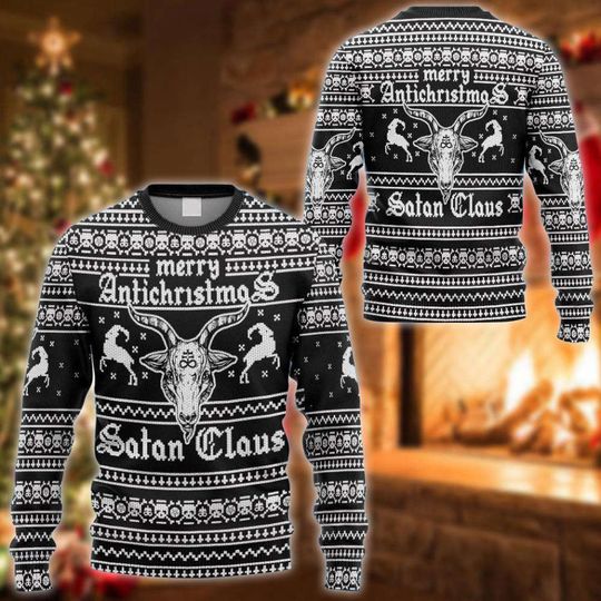 Discover Merry Antichristmas Satan Claus Ugly Sweater, Ugly Christmas Sweater