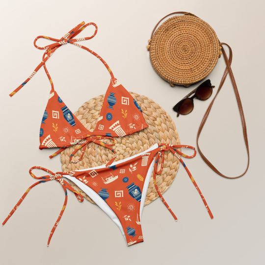 Discover Greece Inspired Women's Sling Bikini Swimsuits