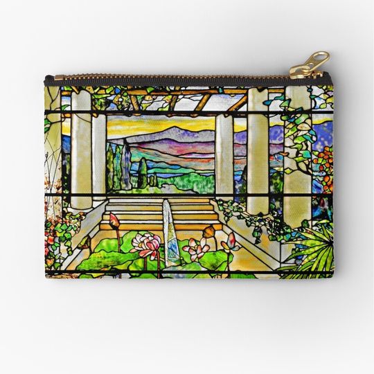 Discover Louis  Tiffany's Garden Landscape Window Makeup Bag