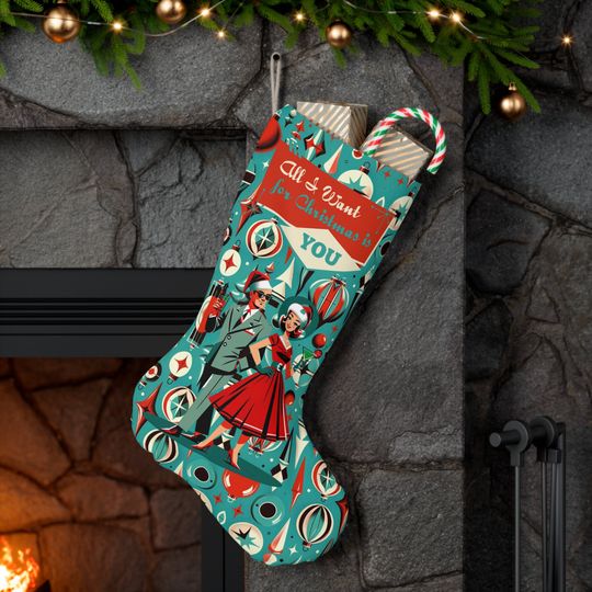 Discover Mid Century Modern Vintage 50's Christmas Santa Stocking