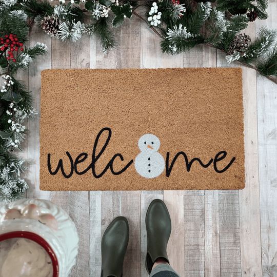 Discover Snowman Doormat, Winter Doormat, Christmas Doormat
