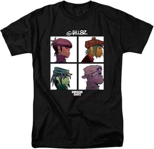 Discover Gorillaz Shirt Mens Demon Days Band Logo T Shirt Short Sleeve Black