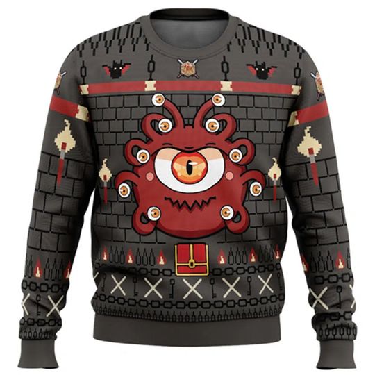 Discover The Beholder Dungeons and Dragons Ugly Christmas Sweater, DnD Ugly Sweater Knitted
