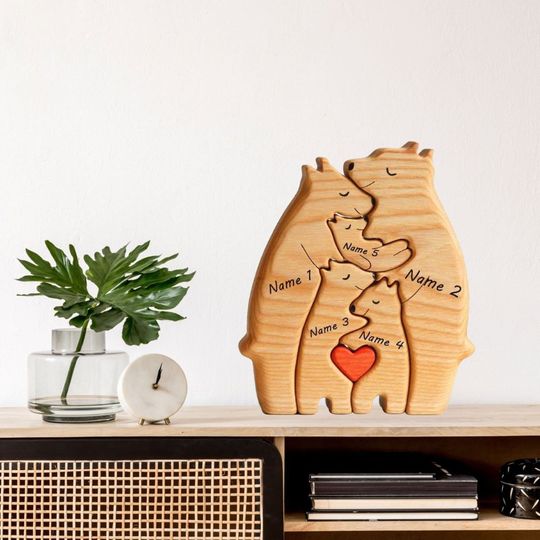 Discover Personalized Wooden Bear Family Puzzle
