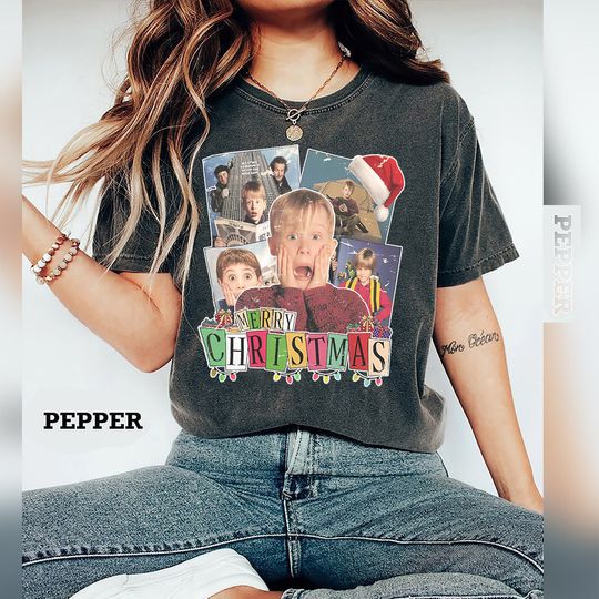 Discover Home Alone T-Shirt, Vintage Christmas Movie T-Shirt, Christmas Movie CharactersT-Shirt