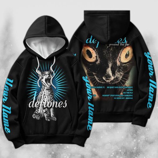 Discover Custom Name Deftone Around The Fur Cat 90s Music 3D Hoodie